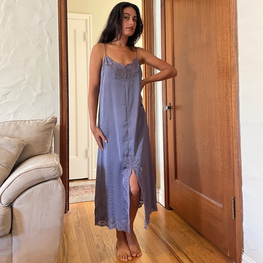 Free people satin lace slip dress